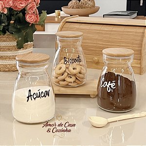 POTE PERSONALIZADO GLASS TAMPA DE BAMBU