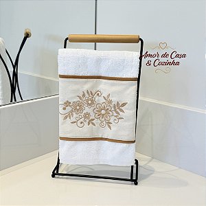 PORTA TOALHA PARA LAVABO  COM MADEIRA