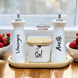 ESCOLHA  A COR SALEIRO KIT GALHETEIRO DE PORCELANA GRANFINE 4 PEÇAS