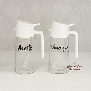 GALHETEIRO 2 EM 1 DE VIDRO COM BORRIFADOR  BRANCO 450ML