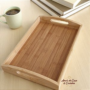 BANDEJA DE BAMBU NATURAL COM ALÇA