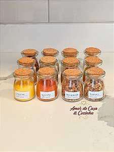 KIT POTE DE VIDRO 100ML PARA TEMPERO MAIS CARTELA