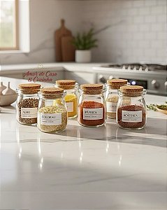 KIT POTES PARA TEMPEROS DE VIDRO 100ML MAIS CARTELA