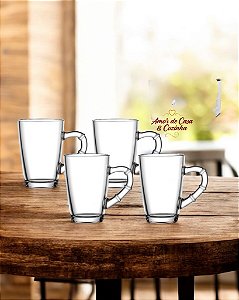 JOGO COM 4 CANECAS DE VIDRO SERVIR BAMBOO 210 ML