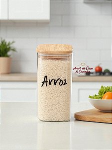 POTE DE VIDRO E BAMBU HERMÉTICO FLAT 1,4L