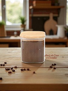 POTE DE VIDRO E BAMBU HERMÉTICO FLAT 600ML ESCOLHA SUA PERSONALIZAÇÃO