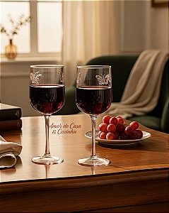 JOGO TAÇAS DE ÁGUA E VINHO BUTTERFLY DE VIDRO 390ML
