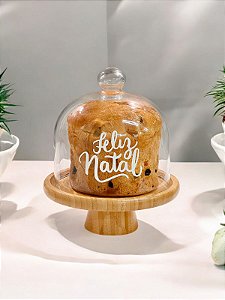 PORTA PANETONE DE VIDRO ESCOLHA SUA BASE E PERSONALIZAÇÃO