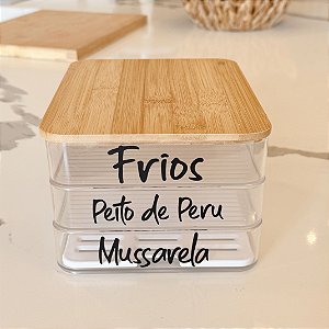 PORTA FRIOS TRIPLO CLEAR TAMPA DE BAMBU