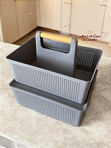 CESTO FLOW 34 X 27 X 13 + CESTO FLOW 34 x 22 x 21 COM ALÇA E TAMPA