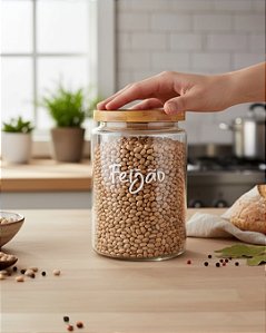 POTE DE VIDRO TAMPA DE BAMBU OASIS 2,5L