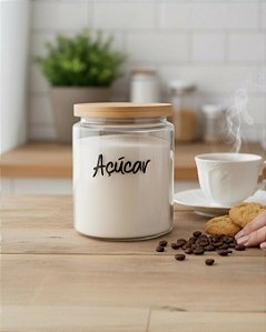 POTE DE VIDRO TAMPA DE BAMBU OASIS 2L