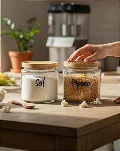 POTE DE VIDRO TAMPA DE BAMBU OASIS 1,5L