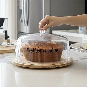 BOLEIRA GIRATÓRIA DE BAMBU COM TAMPA 27CM FRIOS FRUTAS