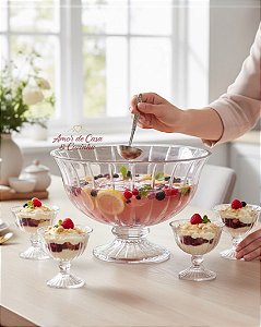 CONJUNTO BOWL E TAÇAS DE VIDRO PARA SERVIR 5 PEÇAS
