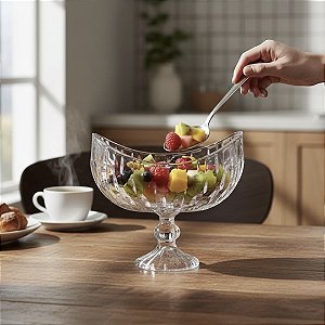 CENTRO DE MESA DOCEIRA DE VIDRO COM PÉ  23,5CM