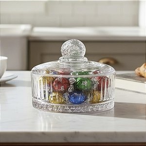 POTICHE DE VIDRO COM TAMPA 20CM