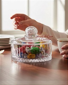 POTICHE DE VIDRO COM TAMPA 20CM