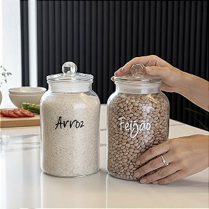 KIT 2 POTES DE VIDRO HERMÉTICO ARENA 1,5L PERSONALIZADO