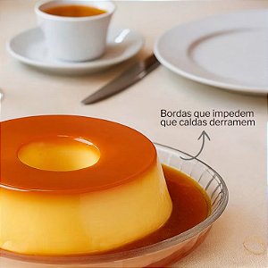 PRATO DE VIDRO PARA BOLO PUDIM TORTA COM BORDA 30CM