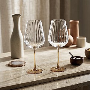 JOGO 2 TAÇAS DE CHAMPAGNE ÁGUA VINHO DE VIDRO HASTE ÂMBAR