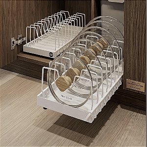 ORGANIZADOR EXPANSÍVEL TAMPA PANELA 10 DIVISÓRIAS 42X21,5CM