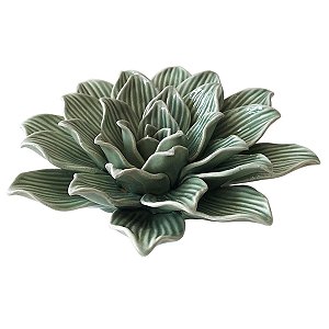 FLOR VERDE EM CERÂMICA DECORATIVA 13CM
