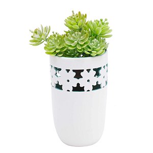 VASO DE PORCELANA BRANCO E VERDE