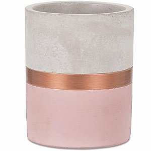 VASO ROSA E COBRE EM CIMENTO