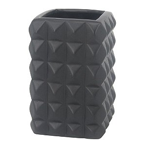 VASO CERÂMICA PRETO GEOMÉTRICO