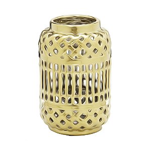 VASO DECORATIVO EM CERÂMICA DOURADO 26CM