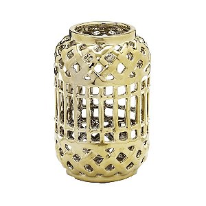 VASO DECORATIVO EM CERÂMICA DOURADO