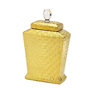 POTICHE DECORATIVO EM CERÂMICA DOURADO