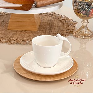 CONJUNTO 6 XÍCARAS COM PIRES PARA CHÁ BIRD BRANCA