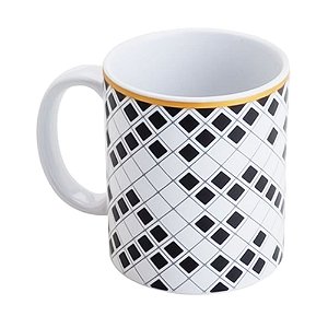 CANECA DE PORCELANA BRANCA E PRETA ARGOS 330ML