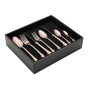 FAQUEIRO BERNA AÇO INOX PVD 48PÇS GOLD ROSÊ