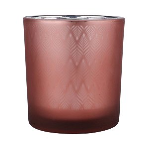 CASTIÇAL DE VIDRO ROSÊ 8CM