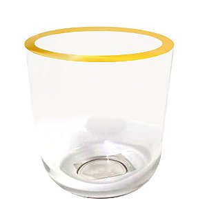VASO DE VIDRO COM BORDA DOURADA
