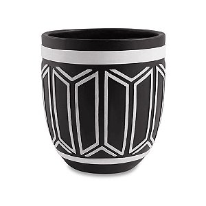 CACHEPOT PRETO E BRANCO EM CIMENTO PEQUENO