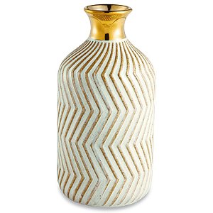 VASO NUDE E DOURADO EM CERÂMICA 12 X 24 CM