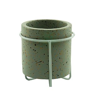 CACHEPOT CONCRETO GRANILITE METAL STAND CINZA