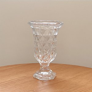 VASO COM PÉ DE VIDRO SODO CALCICO 15X24CM