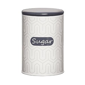 LATA DECORATIVA PARA AÇÚCAR CINZA E BRANCO