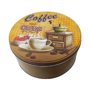 LATA DECORATIVA EM METAL MARROM COFFEE