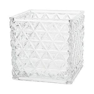 VASO EM VIDRO QUADRADO RELEVOS TRIANGULARES 12 X 12