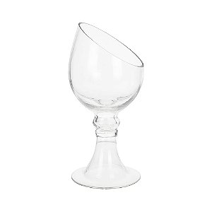VASO DE VIDRO DECORATIVO COM PÉ TRANSPARENTE