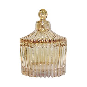 POTICHE DECORATIVO EM VIDRO DOURADO 6,5 X 9 CM