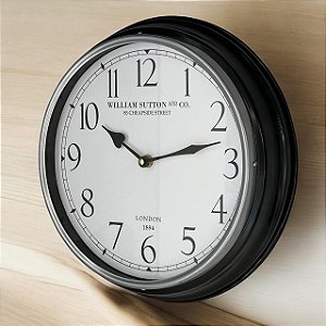 RELÓGIO DE PAREDE RETRÔ MÉDIO FERRO E VIDRO 32CM