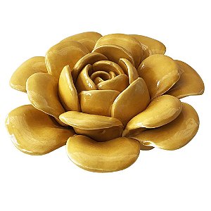 FLOR AMARELA DECORATIVA EM CERÂMICA