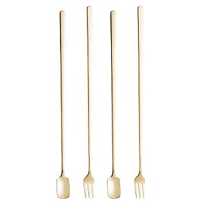 CONJUNTO 4 PEÇAS AÇO INOX LONG DRINK CHAMPANHE